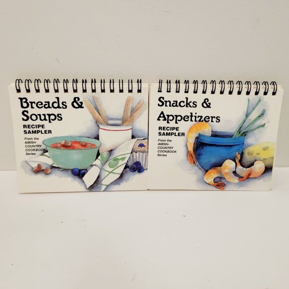 2 Tabletop Mini Recipe Cookbook Sampler Amish Country Series Snack Breads Soups - Picture 1 of 7